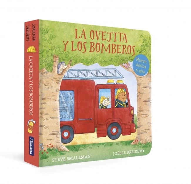 La ovejita y los bomberos (La ovejita que vino a cenar. Libro de cartón con mecanismos), de STEVE SMALLMAN | portada del libr