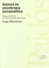 Avances en psicoterapia psicoanalítica, de Bleichmar, Hugo | portada del libro