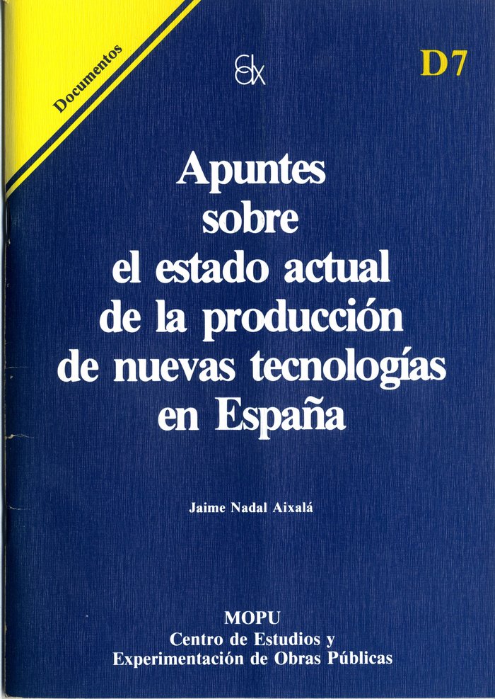 APUNTES SOBRE EL ESTADO ACTUAL DE LA PRODUCCION DE NUEVAS TE, de NADAL AIXALA | portada del libro
