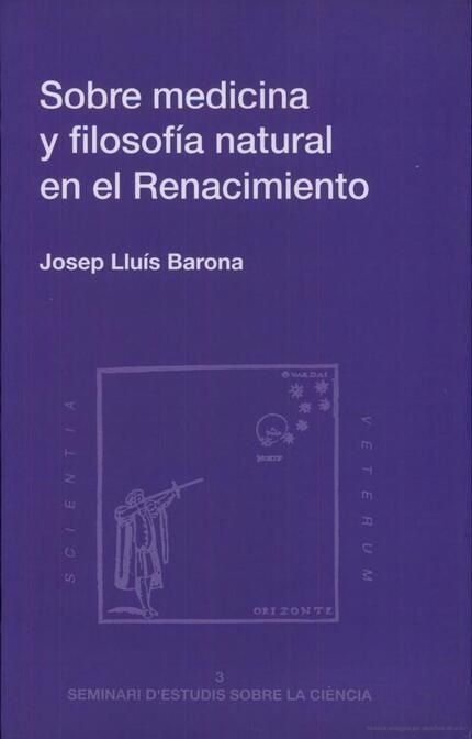 Sobre medicina y filosofía natural en el Renacimiento, de Barona Vilar | portada del libro