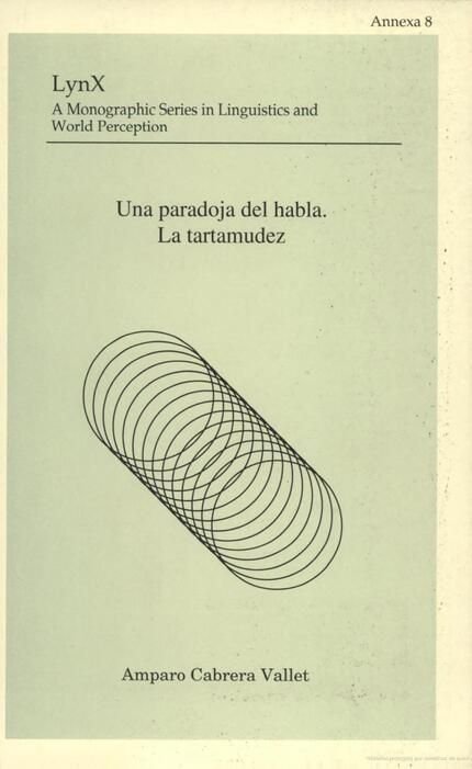 Una paradoja del habla. La tartamudez, de Cabrera Vallet | portada del libro
