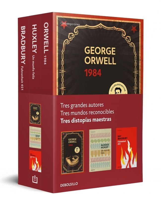DISTOPIAS MAESTRAS (PACK QUE INCLUYE: 1984, FAHRENHEIT 451 Y UN MUNDO FELIZ), de VARIOS AUTORES | portada del libro