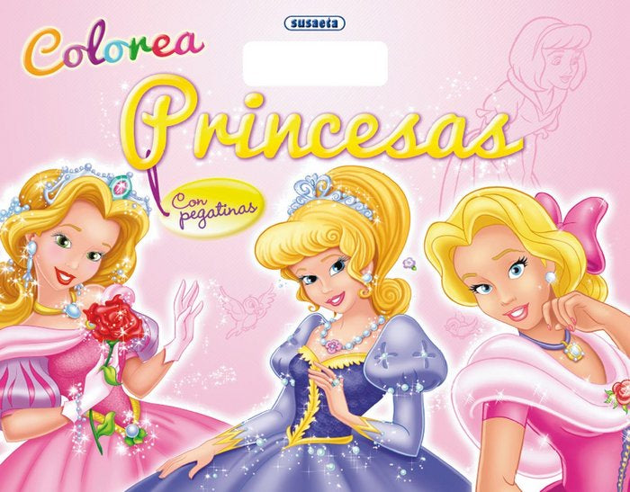 Colorea princesas con pegatinas, de Susaeta | portada del libro