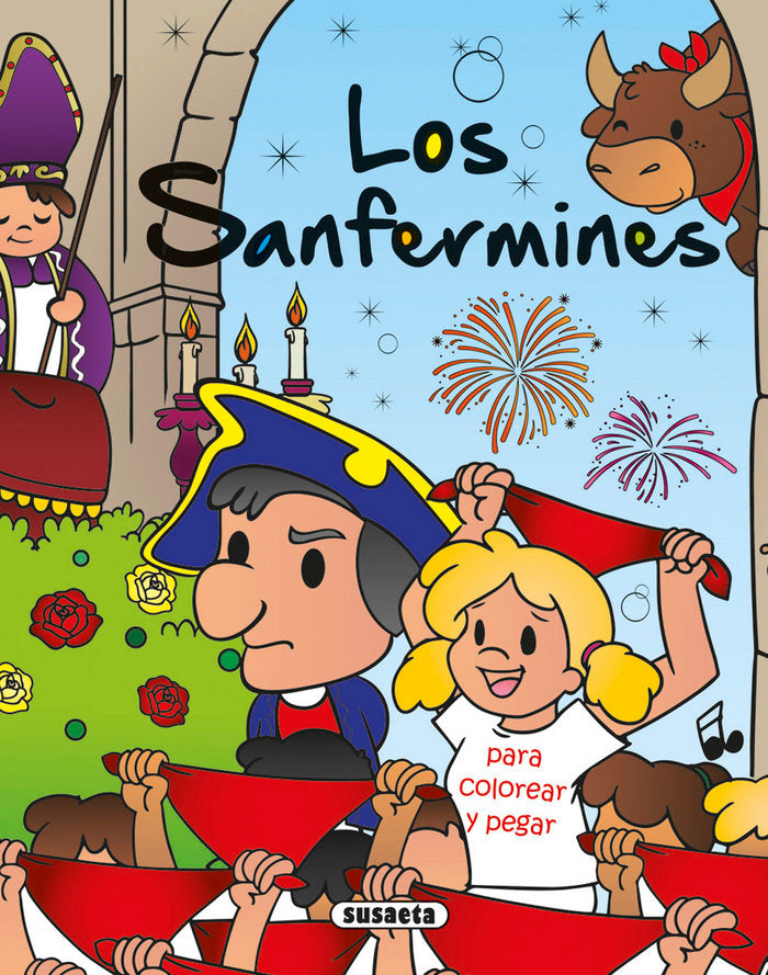 Los Sanfermines para colorear y pegar, de Susaeta | portada del libro