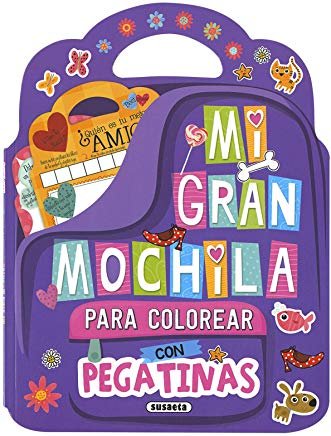 Mi gran mochila para colorear con pegatinas, de Susaeta | portada del libro