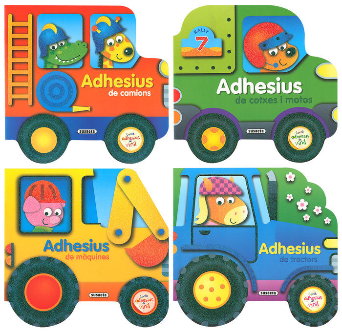 CONSTRUEIX VEHICLES AMB ADHESIUS DE VINIL (4 TITLOS), de BUSQUETS, JORDI | portada del libro