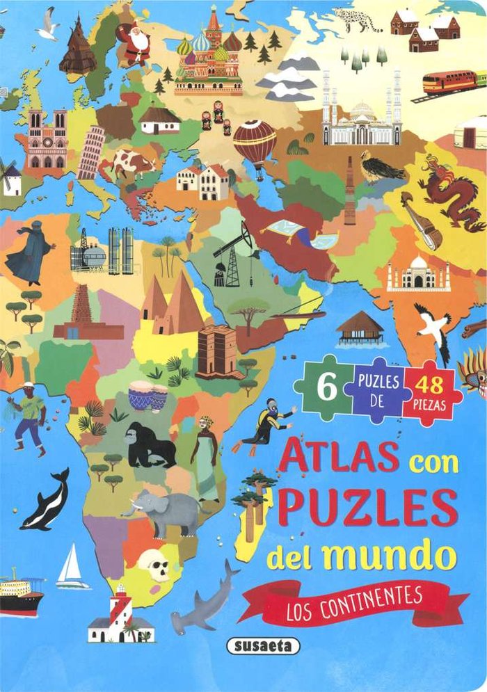 ATLAS PUZLE DEL MUNDO LOS CONTINENTES, de AA.VV. | portada del libro