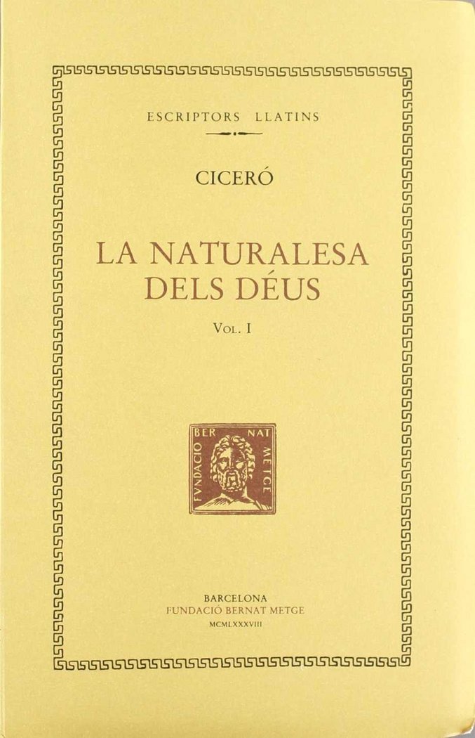 La naturalesa dels déus, vol. I, de Ciceró | portada del libro