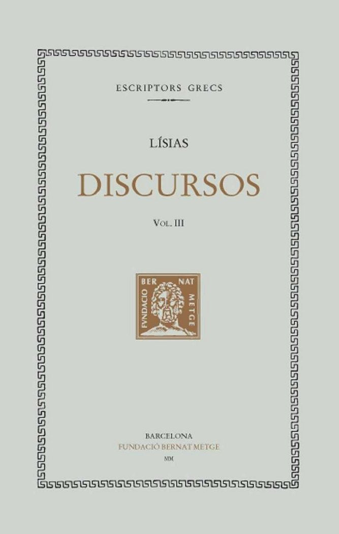 Discursos, vol. III i últim, de Lísias | portada del libro