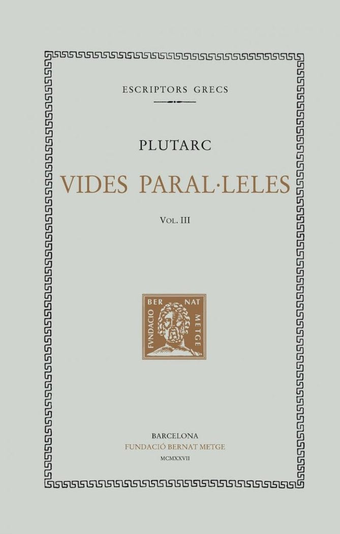 Vides paral·leles, vol. III: Aristides i Marc Cató. Cimó i Lucul·le, de Plutarc | portada del libro