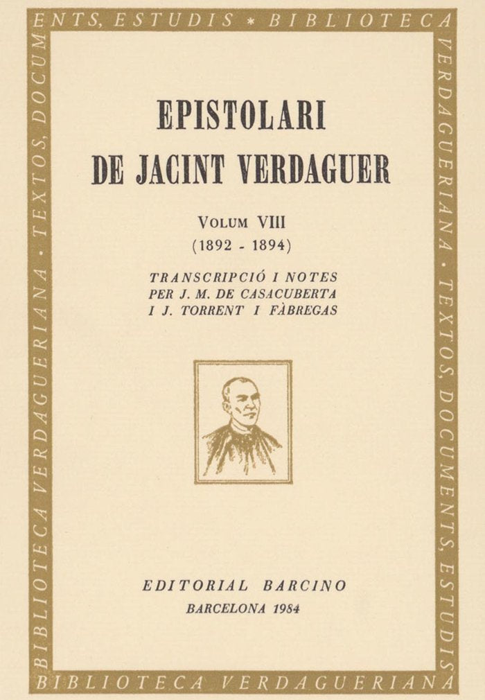 EPISTOLARI DE JACINT VERDAGUER., de VERDAGUER, JACINT | portada del libro
