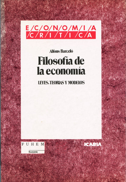Filosofía de la economía, de Barceló, Alfons | portada del libro