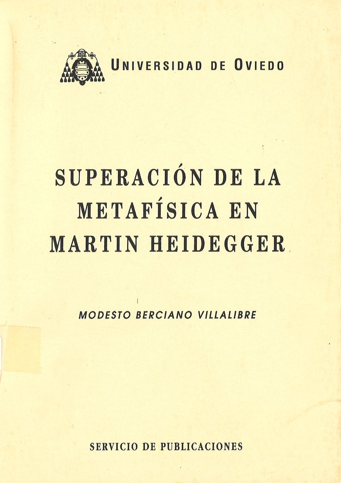 Superación de la metafísica en Martin Heidegger, de Berciano Villalibre | portada del libro