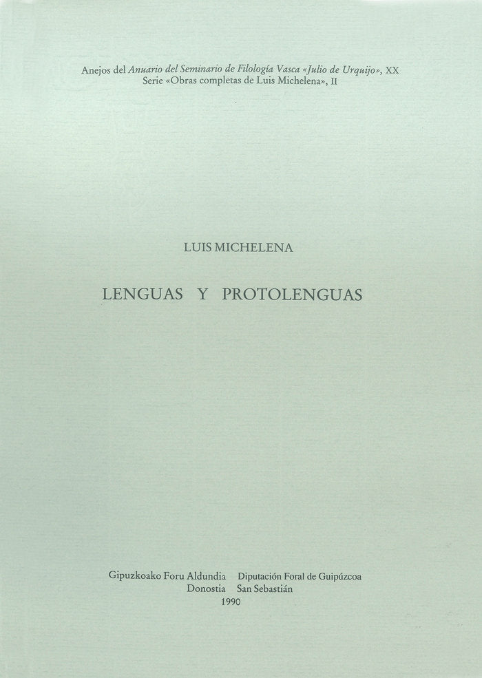 Lenguas y protolenguas, de Michelena Elissalt | portada del libro