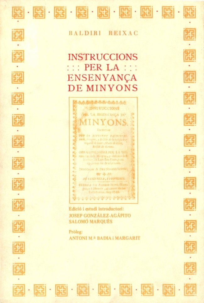 Instruccions per la ensenyança de minyons (Rústica), de Reixac | portada del libro