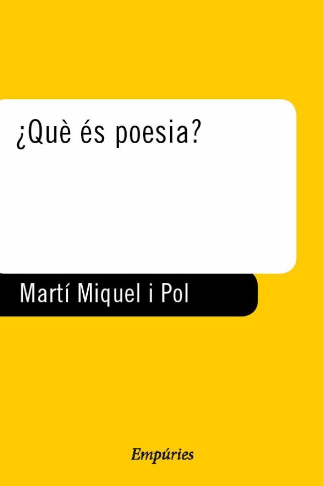 ¿Què és poesia?, de Martí I Pol, Miquel | portada del libro