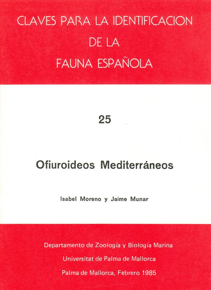 Ofiuroideos Mediterráneos, de MORENO CASTILLO | portada del libro