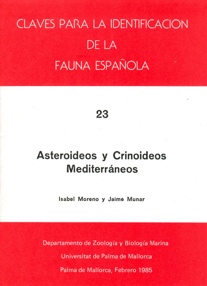 Asteroideos y Crinoideos Mediterráneos, de MORENO CASTILLO | portada del libro