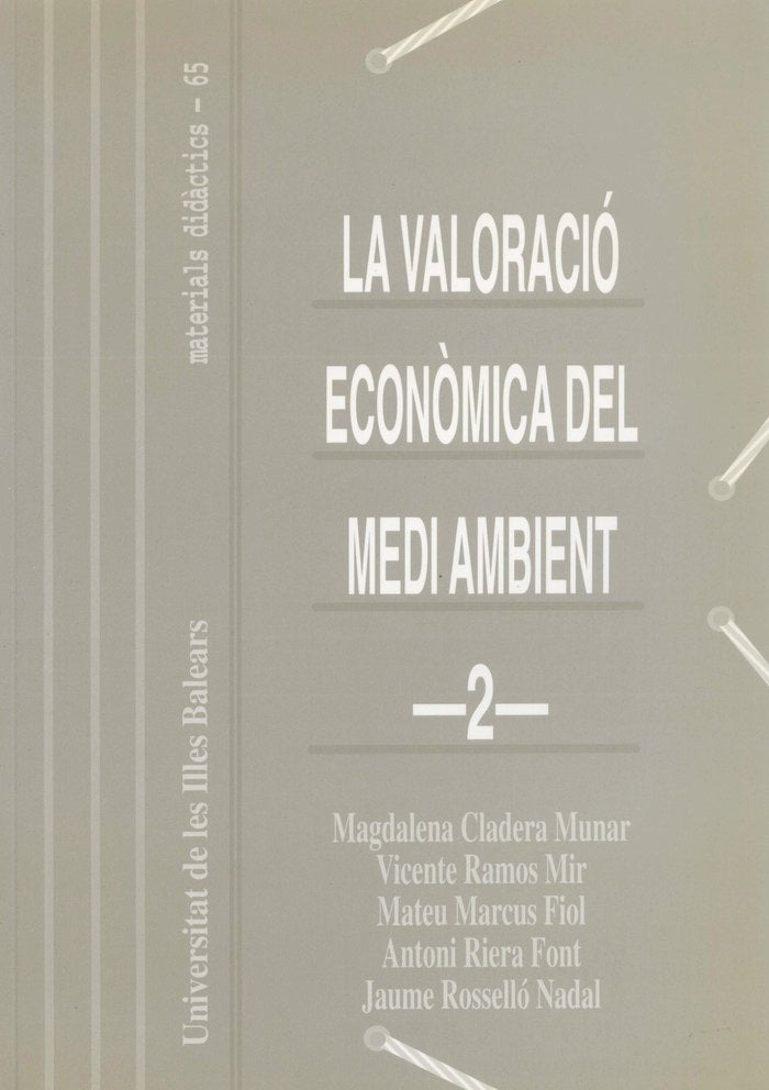 VALORACIO ECONOMICA DEL MEDI AMBIENTZ, LA, de CLADERA MUNAR | portada del libro