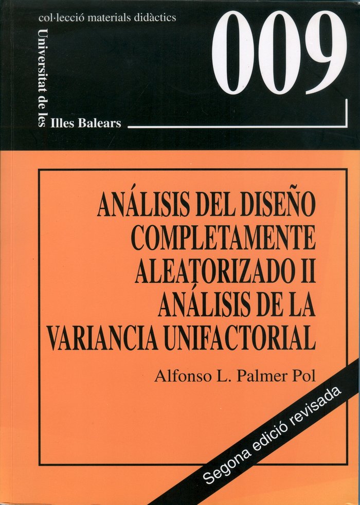 Análisis del diseño completamente aleatorizado II, de PALMER POL, ALFONSO LUIS | portada del libro