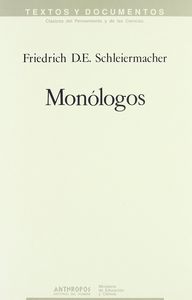 Monólogos, de SCHLEIERMACHER | portada del libro