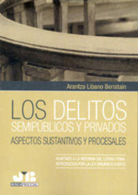 Los delitos semipúblicos y privados. Aspectos sustantivos y procesales., de Libano Beristain, Arantza | portada del libro