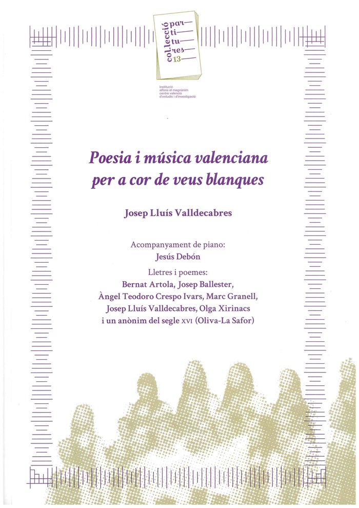 Poesia i música valenciana per a cor de veus blanques, de Valldecabres, Josep Lluís | portada del libro