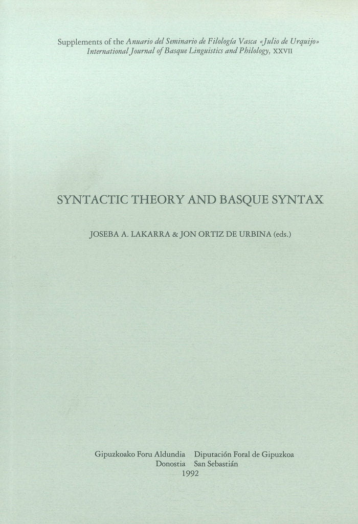 Syntactic theory and Basque syntax, de Lakarra Andrinua | portada del libro