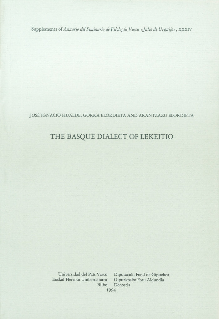 The Basque dialect of Lekeitio, de Hualde, José Ignacio | portada del libro