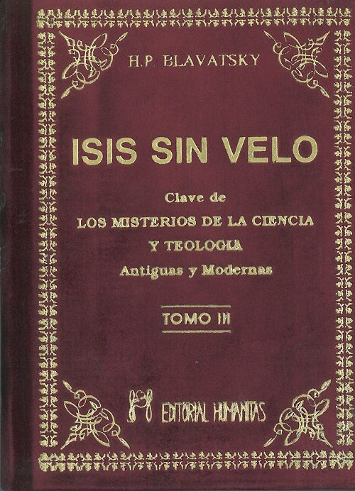 Isis sin velo (Tomo III), de Helena Petrovna | portada del libro
