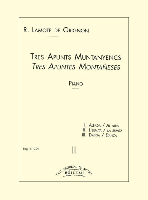 Tres Apuntes Montañeses, de Lamote de Grignon, Ricard | portada del libro