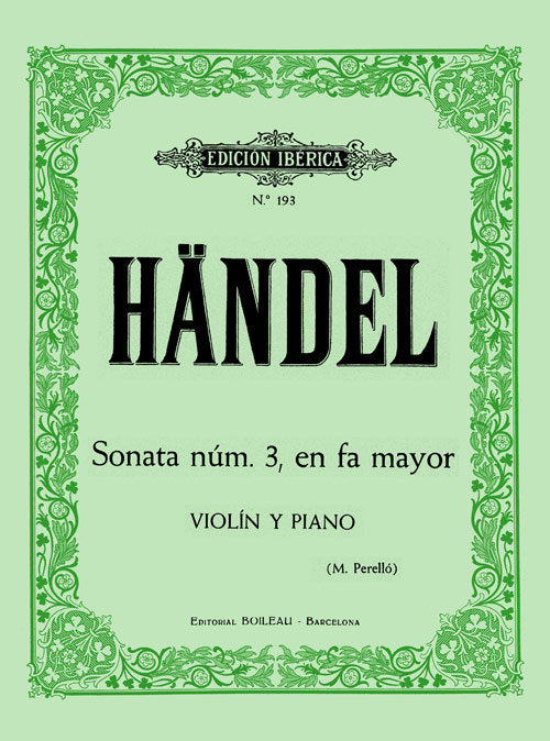 Sonata nº 3 en Fa mayor, de Händel, Georg Friedrich | portada del libro