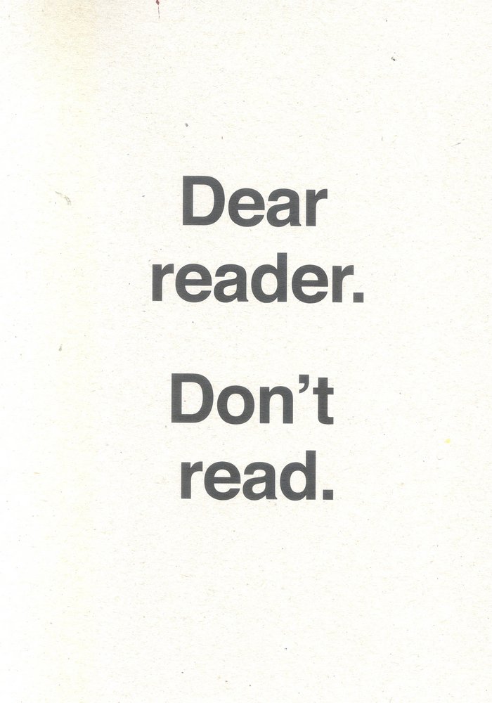 Dear reader. Don't read. Ulises Carrión, de Schraenen, Guy | portada del libro