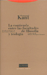 CONTIENDA ENTRE FACULTADES FILOSOFIA Y TEOLOGIA,LA, de KANT | portada del libro