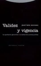 VALIDEZ Y VIGENCIA, de José Luis Serrano | portada del libro