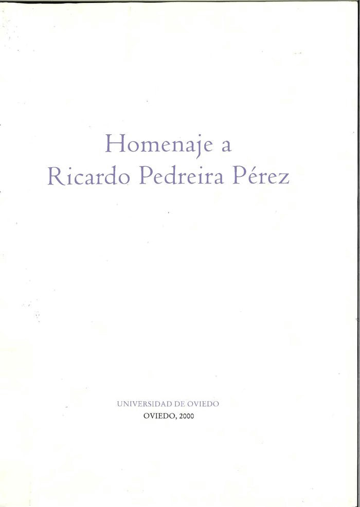 Homenaje a Ricardo Pedreira Pérez, de Lafuente Robledo, Manuel | portada del libro