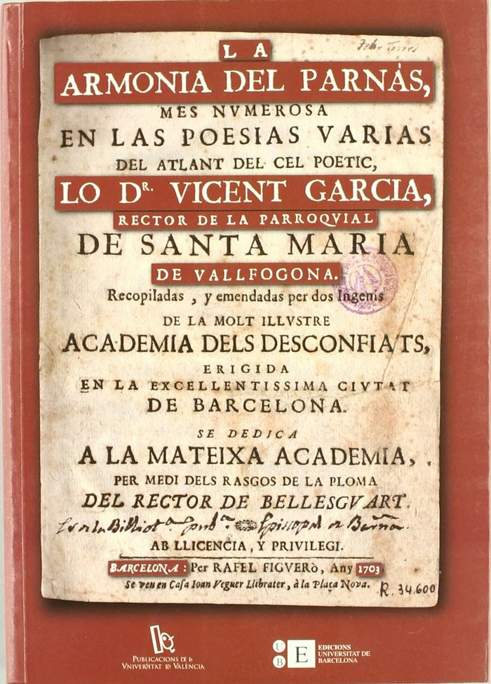 La armonia del Parnás, de Garcia i Torres | portada del libro