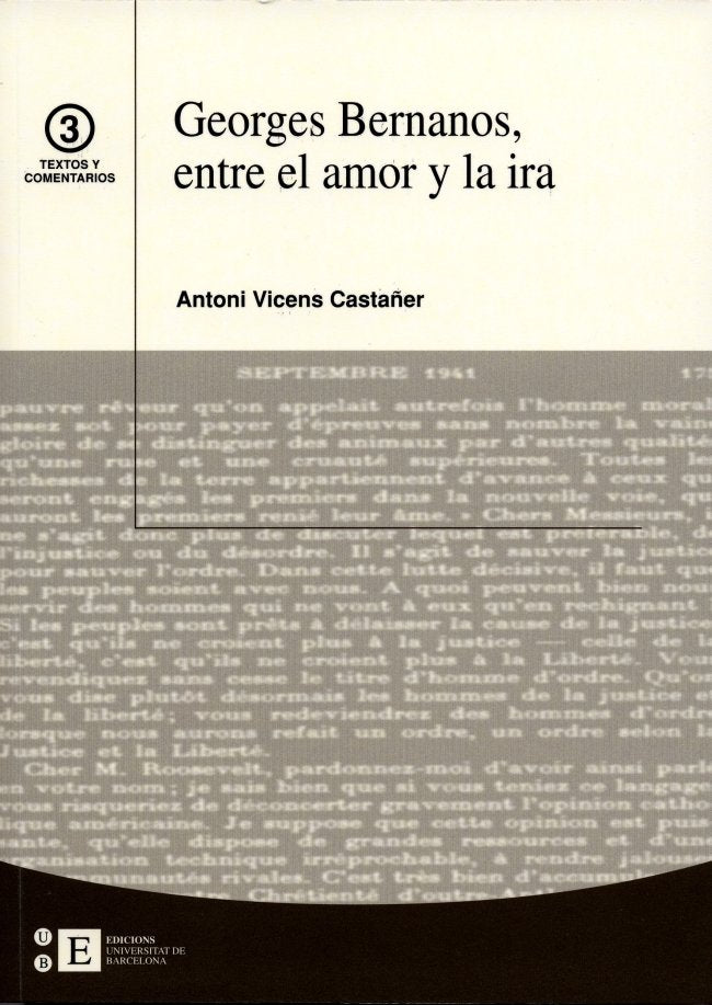 Georges Bernanos, entre el amor y la ira, de Vicens Castañer | portada del libro