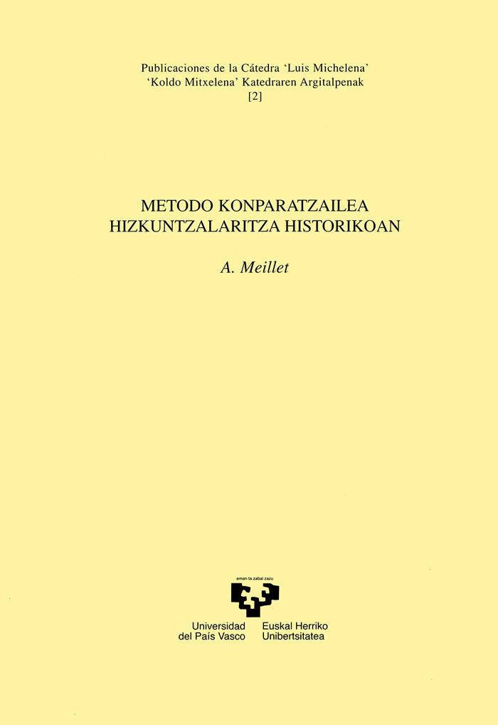 Metodo konparatzailea hizkuntzalaritza historikoan, de Meillet, Antoine | portada del libro