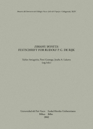 Erramu Boneta. Festschrift for Rudolf P. G. de Rijk, de ARTIAGOITIA BEASKOETXEA, XABIER | portada del libro