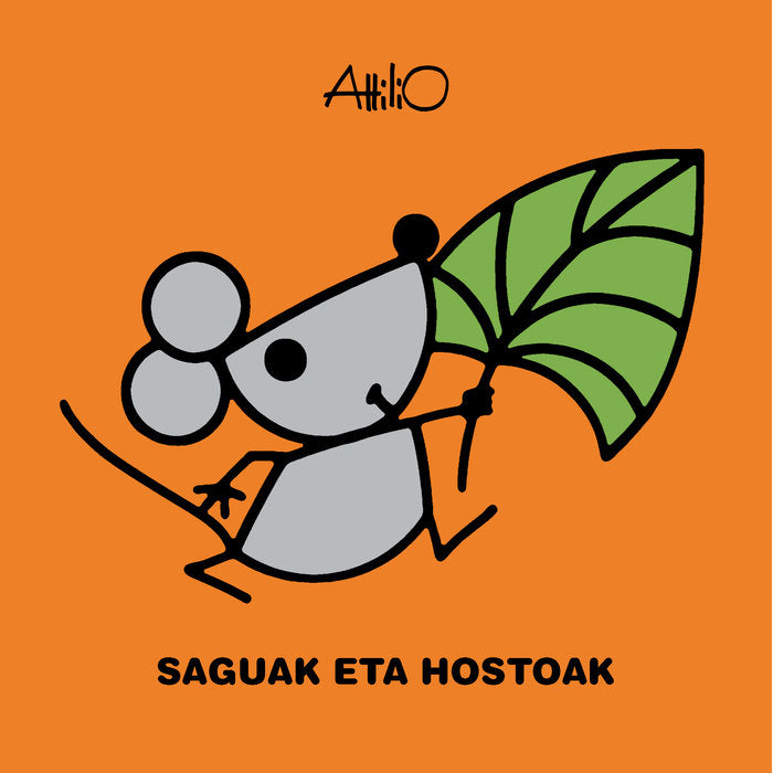 SAGUAK ETA HOSTOAK (título en cast. Los ratones y las hojas), de Attilio | portada del libro