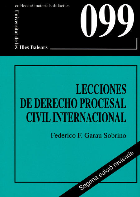 LECCIONES DE DERECHO PROCESAL CIVIL INTERNACIONAL, de GARAU SOBRINO | portada del libro