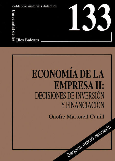 Economía de la empresa II : Decisiones de inversión y financiación, de Martorell Cunill | portada del libro