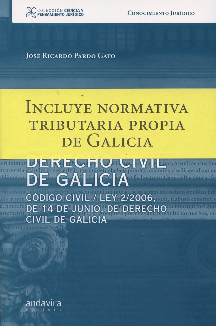 DERECHO CIVIL DE GALICIA, de Pardo Gato, José Ricardo | portada del libro