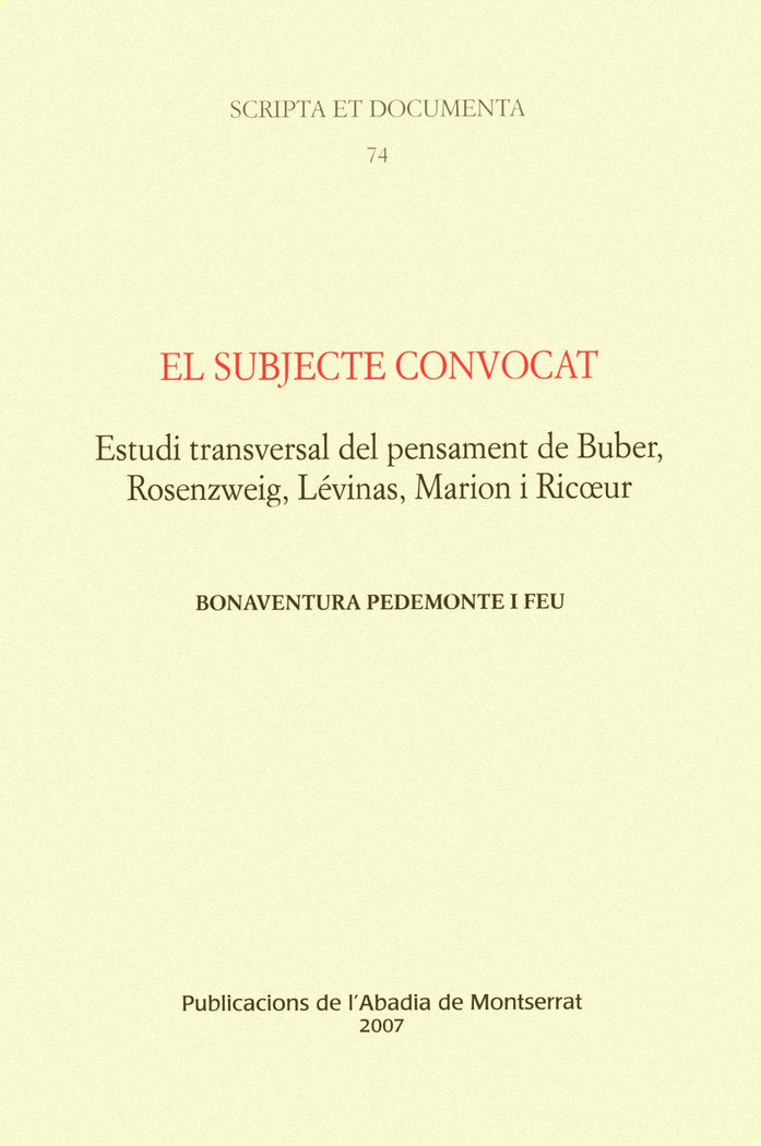 EL SUBJECTE CONVOCAT, de PEDEMONTE I FEU | portada del libro