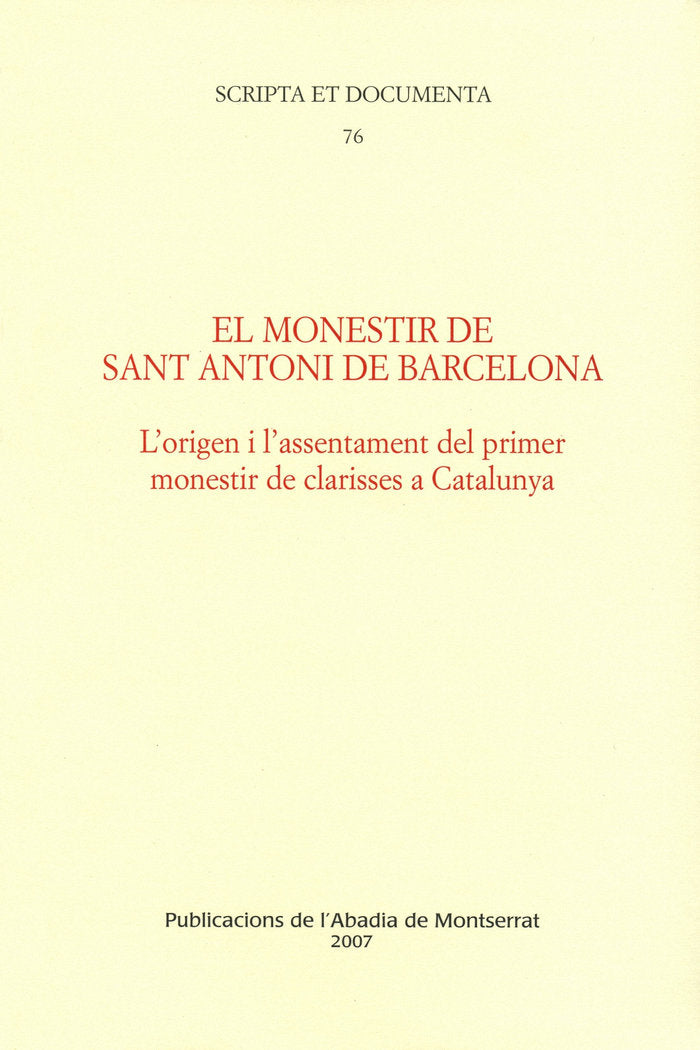 El monestir de Sant Antoni de Barcelona, de Jornet i Benito, Núria | portada del libro