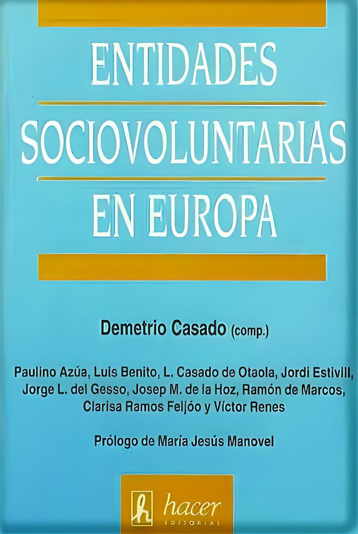 ENTIDADES SOCIOVOLUNTARIAS EN EUROPA, de Casado, Demetrio | portada del libro