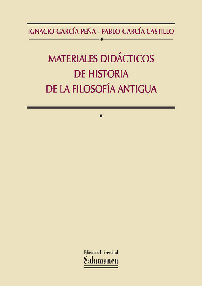 Materiales didácticos de historia de la Filosofía Antigua, de García Peña | portada del libro