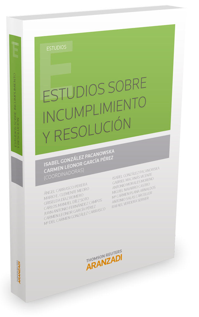 Estudios sobre incumplimiento y resolución, de García Pérez, Carmen Leonor | portada del libro