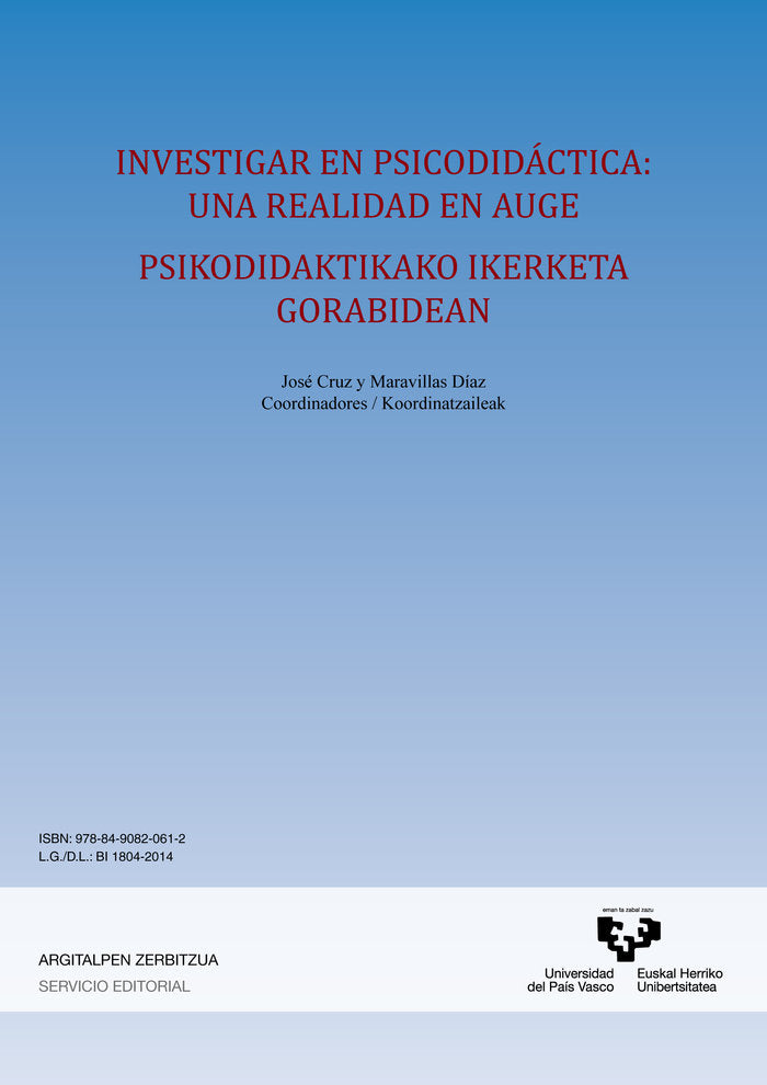 INVESTIGAR EN PSICODIDACTICA UNA REALIDAD EN AUGE - PSIKODI | portada del libro